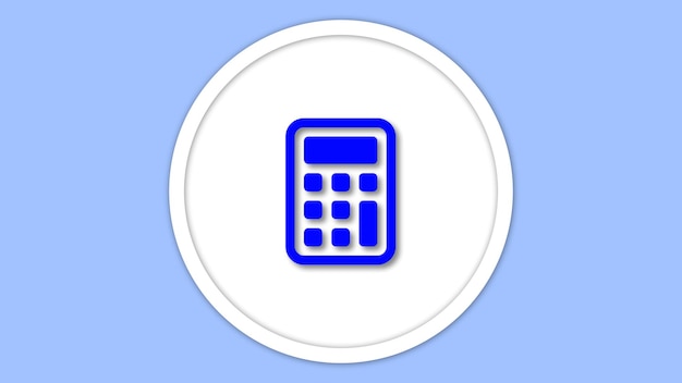 Icono de calculadora minimalista animado sobre un fondo azul.