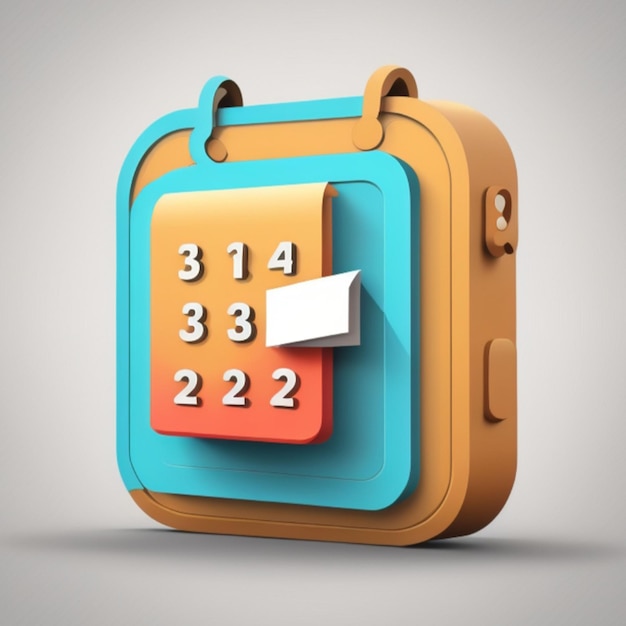 Icono de calendario 3D renderizado 3D