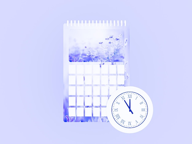 Foto icono de calendario en blanco colorido renderizado en 3d.