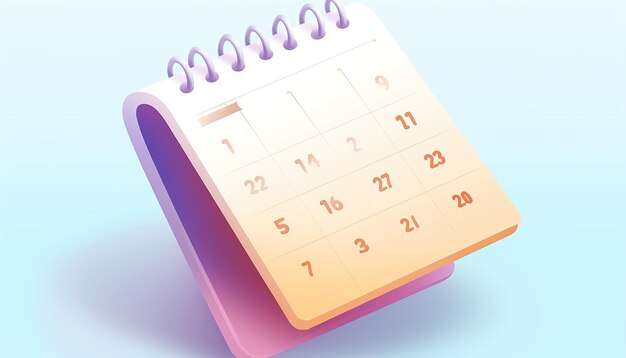 Icono del calendario color pastel brillante ui diseño isométrico fondo blanco