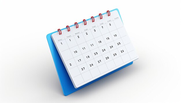 Foto icono de calendario flotante limpio render octano fondo blanco