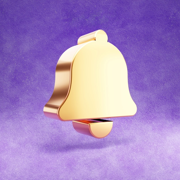 Icono de campana aislado en terciopelo violeta