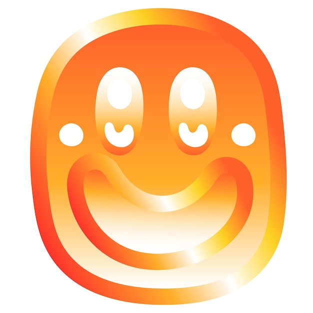 El icono de la cara sonriente png linda forma naranja funky fondo transparente