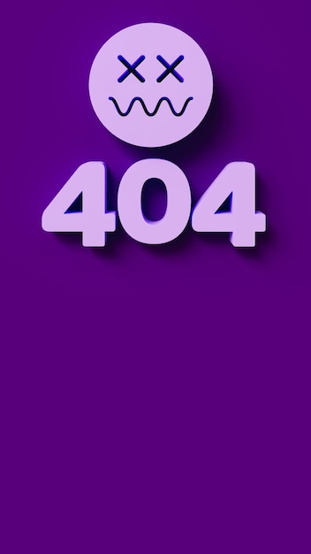 Foto icono de cara triste con el número 404 conexión a internet y problemas de sitio web tema ilustración 3d