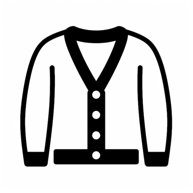 Icono de cardigan minimalista en blanco y negro