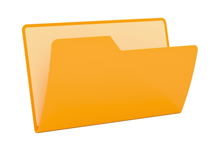 Foto icono de carpeta de computadora amarilla vacía renderizado 3d