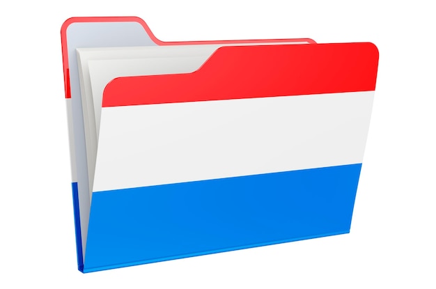 Icono de carpeta de computadora con representación 3D de la bandera de Luxemburgo aislada sobre un fondo blanco