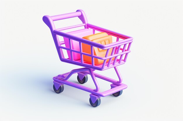 Foto icono de carrito de compras 3d aislado en el fondo