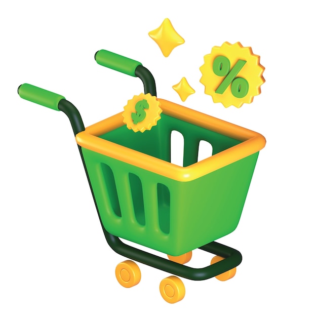 Icono de carrito de compras 3D