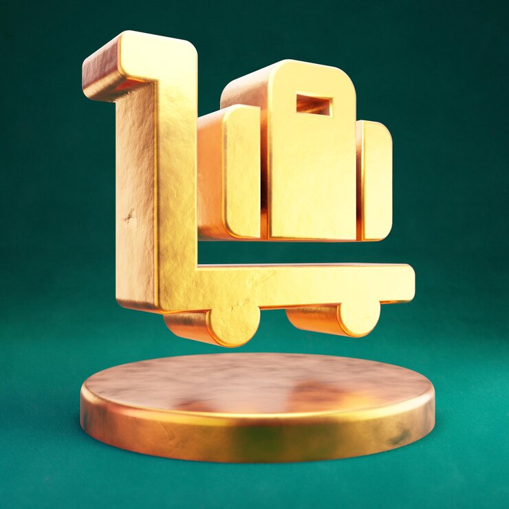 Foto icono de carrito de equipaje. símbolo del carro de equipaje fortuna gold con fondo verde tidewater. 3d prestados icono de redes sociales.
