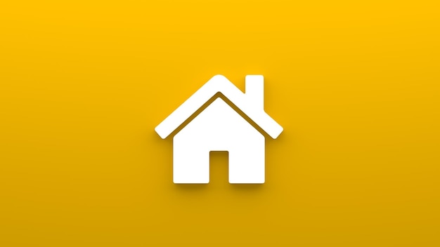 Foto icono de casa minimalista representación 3d de un icono plano sobre un fondo amarillo