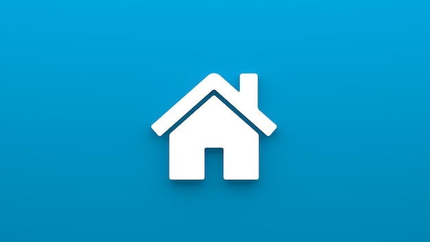 Foto icono de casa minimalista representación 3d de un icono plano sobre un fondo azul
