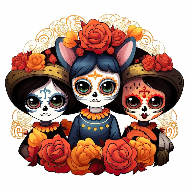 Foto icono de catrinas y catrines para el día de los muertos