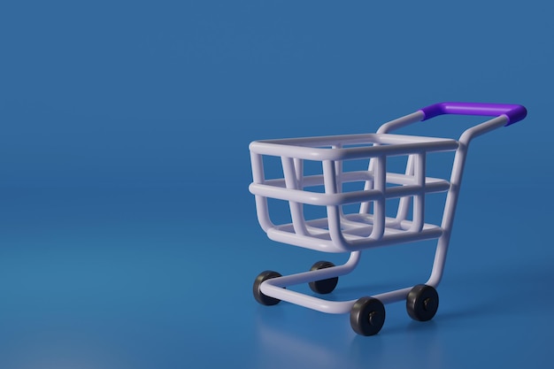 Foto icono de cesta o carrito de compras sobre fondo azul concepto de comercio electrónico de compras en línea ilustración de representación 3d