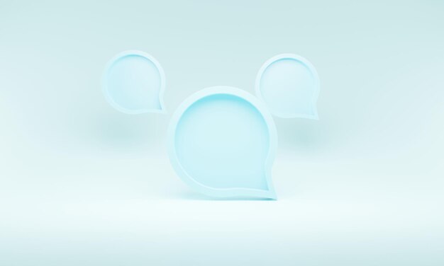 Icono de chat de notificación de redes sociales 3d en la burbuja de chat azul sobre fondo azul Ilustración 3D Render