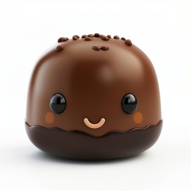 Foto icono de chocolate lindo renderizado en 3d con fondo blanco ia generativa