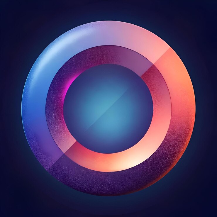 Foto un icono de círculo 3d vibrante moderno con un diseño en capas texturizado en tonos de azul, rosa y naranja