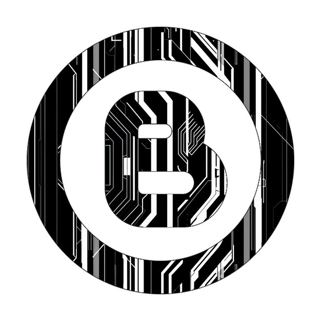 icono del círculo b textura de la tecnología en blanco y negro
