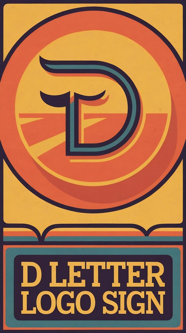 Foto icono de círculo retro letra d logotipo signo diseño plano