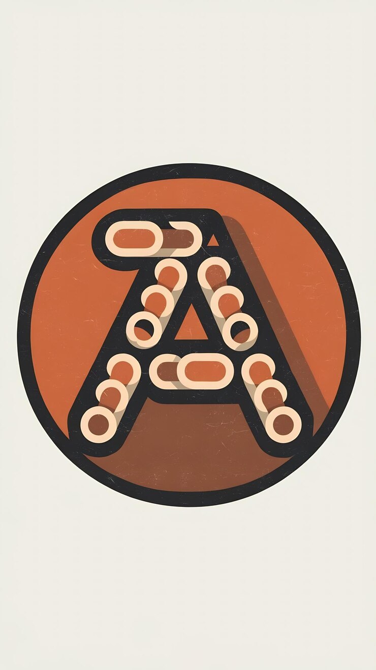 Foto icono de círculo retro una letra logotipo signo diseño plano