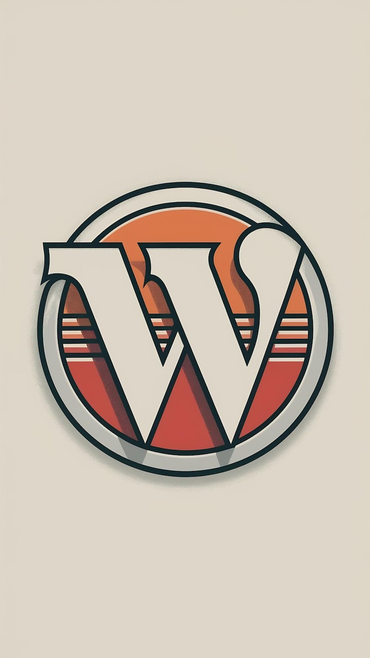 Foto icono de círculo retro de la letra w, logotipo, signo de diseño plano