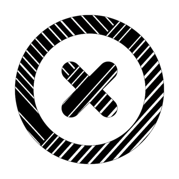 icono del círculo xmark líneas diagonales blancas y negras
