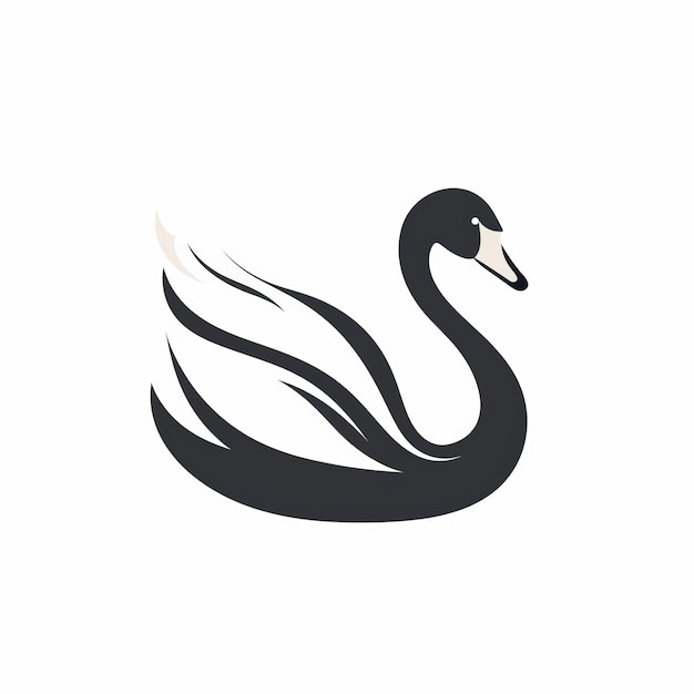 Icono de cisne negro minimalista sobre fondo blanco