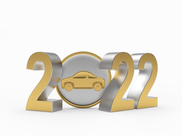 Icono de coche con número de año nuevo