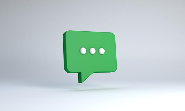 Icono en color verde de la burbuja de voz y chat ilustración 3D aislada