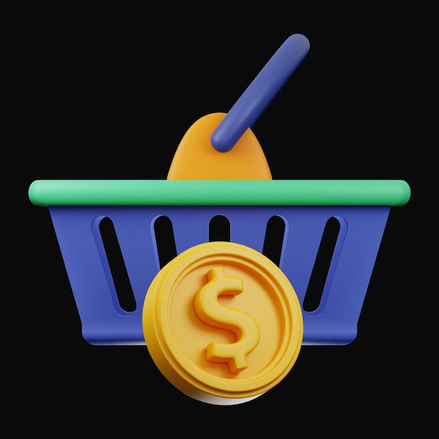 Icono de compras en línea premium Representación 3d sobre fondo aislado