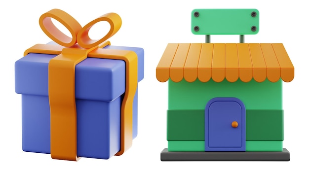 Icono de compras en línea premium Representación 3d sobre fondo aislado