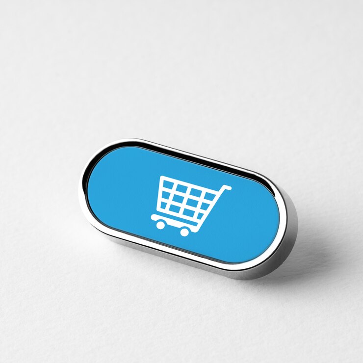 Foto icono de compras y negocios en línea en el teclado de la computadora retro