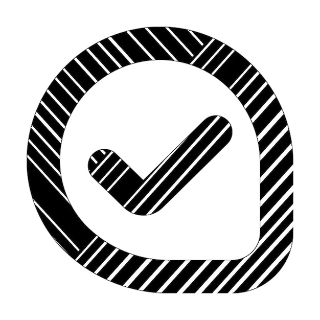 Foto icono de comprobación de comentarios líneas diagonales blancas y negras
