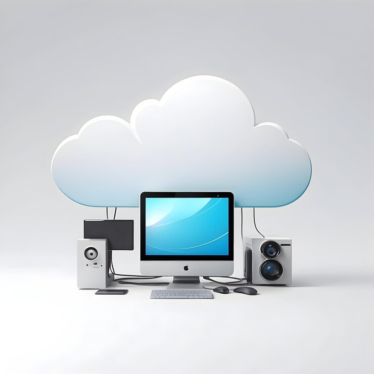 Foto icono de computación en la nube tecnología en la nube almacenamiento de datos servidor en la nube red en la nube concepto de computación