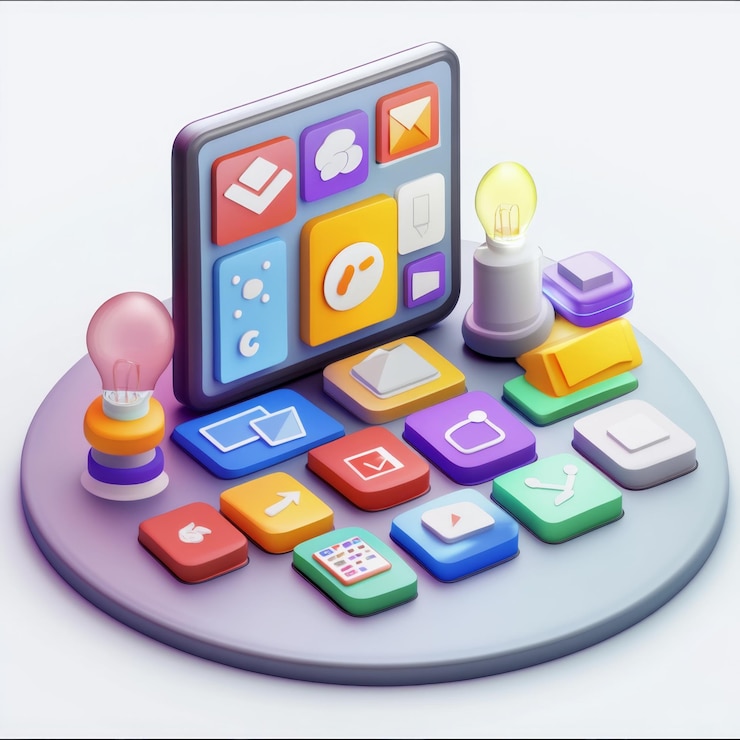 Foto ícono de computadora de marketing digital con monitor y gráfico