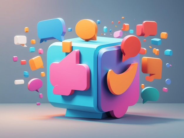 Icono de comunicación mínima 3D para redes sociales en línea