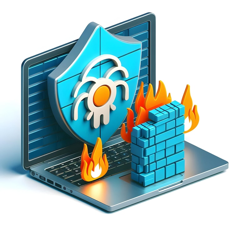 Foto icono de concepto de spyware y cortafuegos 3d para diseños vectoriales