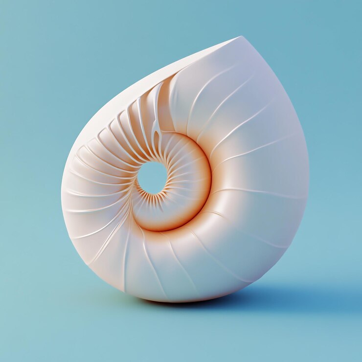 Foto icono de concha 3d de nautilus y logotipo de ilustración de concha en espiral