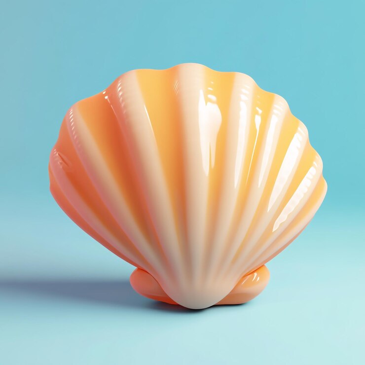 Foto icono de concha de almeja 3d ilustración de objetos marinos y costeros logotipo