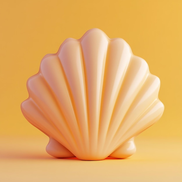 Icono de concha de almeja 3D Ilustración de objetos marinos y costeros Logotipo
