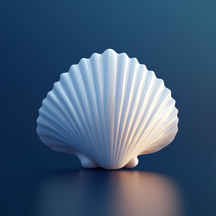 Foto icono de concha de mar 3d tesoro costero del logotipo de la ilustración del océano
