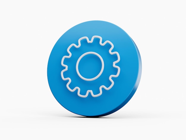 Icono de configuración de engranaje de actualización azul ilustración 3d aislado