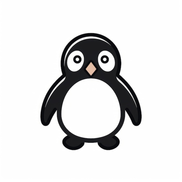 Icono de contorno de pingüino minimalista diseño vectorial lineal 2d