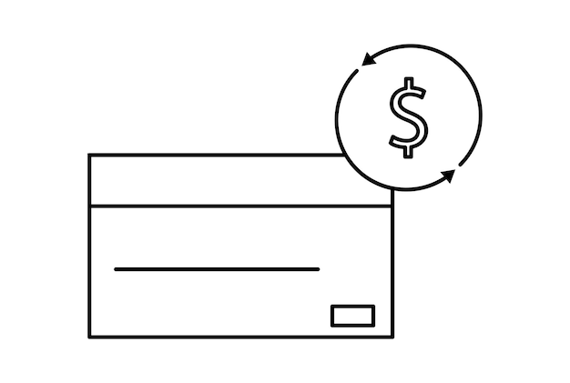 Icono de contorno plano de tarjeta bancaria símbolo minimalista arte de signo de línea negra