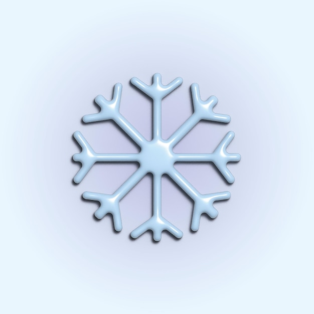 Icono de copo de nieve de material 3D Se puede utilizar como tarjeta de felicitación de Navidad