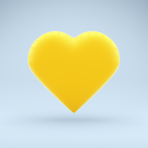 Foto icono de corazón amarillo sobre fondo azul suave para el diseño de tarjetas carteles pancartas para san valentín