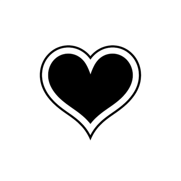 un icono de corazón blanco y negro sobre un fondo blanco ai generativo