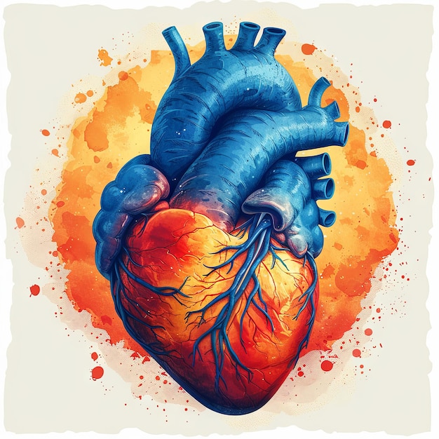 Foto icono de corazón imagen de diseño plano en el estilo de atención fina a la anatomía logotipo ia generativa