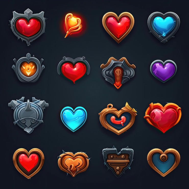 Foto icono corazón juego ai generado diseño pixel amor elemento signo retro icono corazón juego ilustración