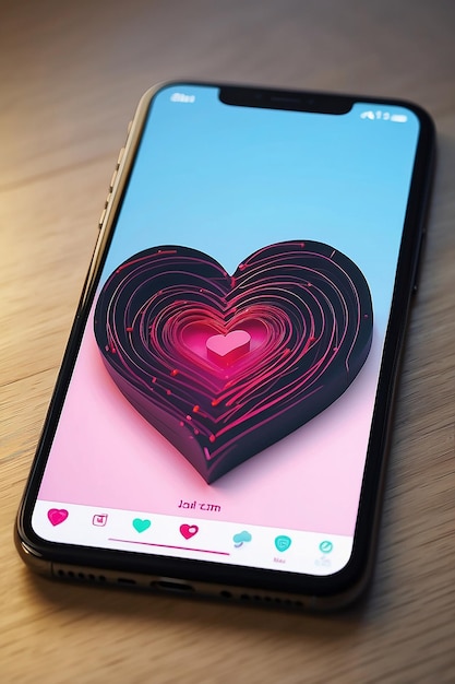 El icono del corazón se muestra en la pantalla de un teléfono inteligente IA generativa